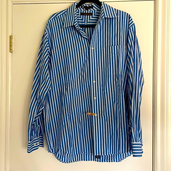 Tommy Hilfiger blue & white stripe button down - Picture 1 of 5